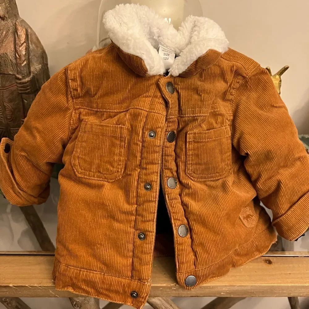 Kids corduroy Sherpa coat. Size 12M. Like new.
